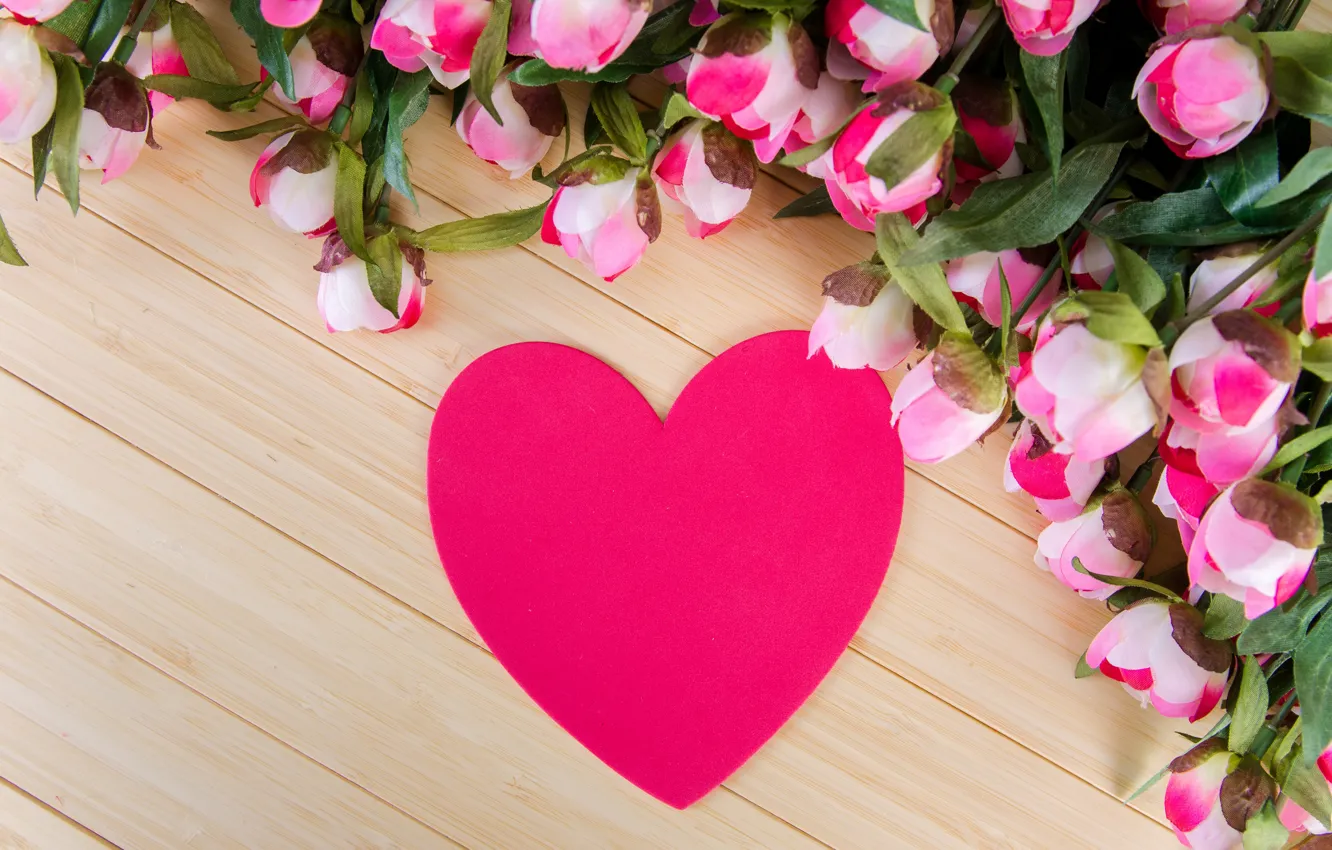 Фото обои цветы, сердце, тюльпаны, сердечко, День святого Валентина