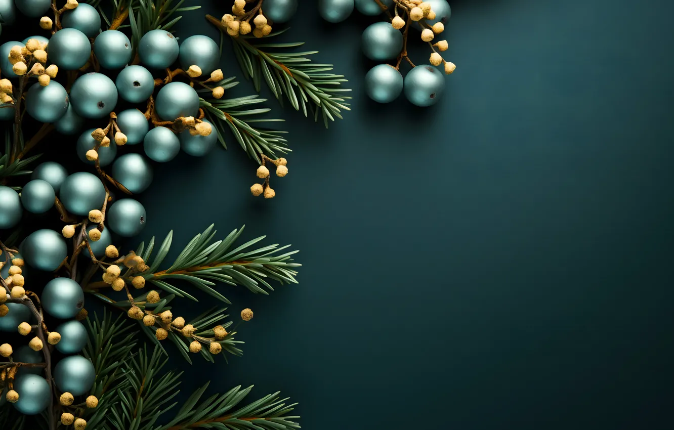 Фото обои украшения, темный фон, шары, Новый Год, Рождество, golden, new year, happy