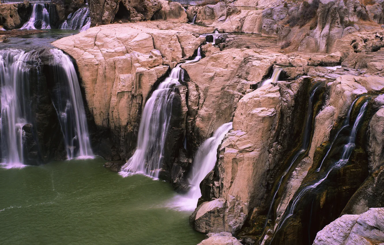 Фото обои камни, водопад, landscape, горная река