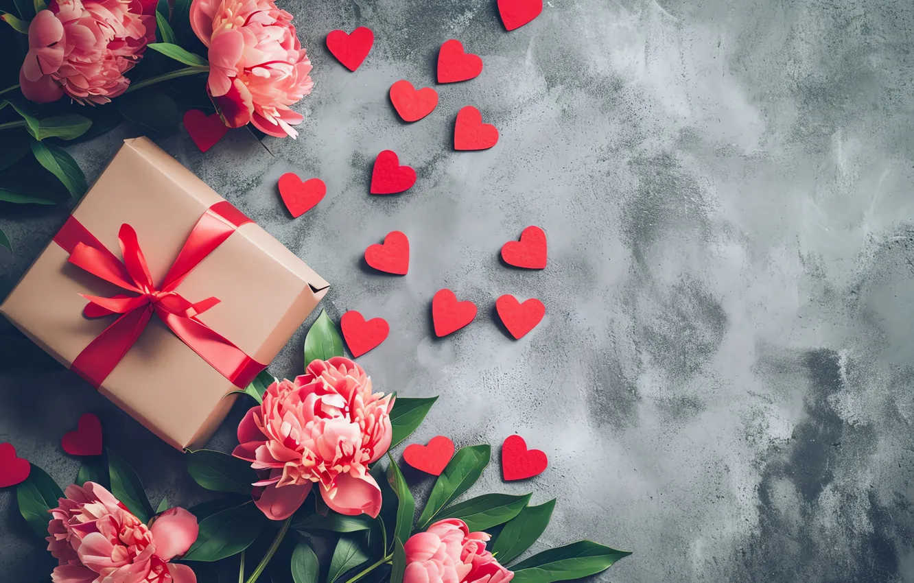 Фото обои любовь, цветы, подарок, романтика, love, happy, День святого Валентина, heart