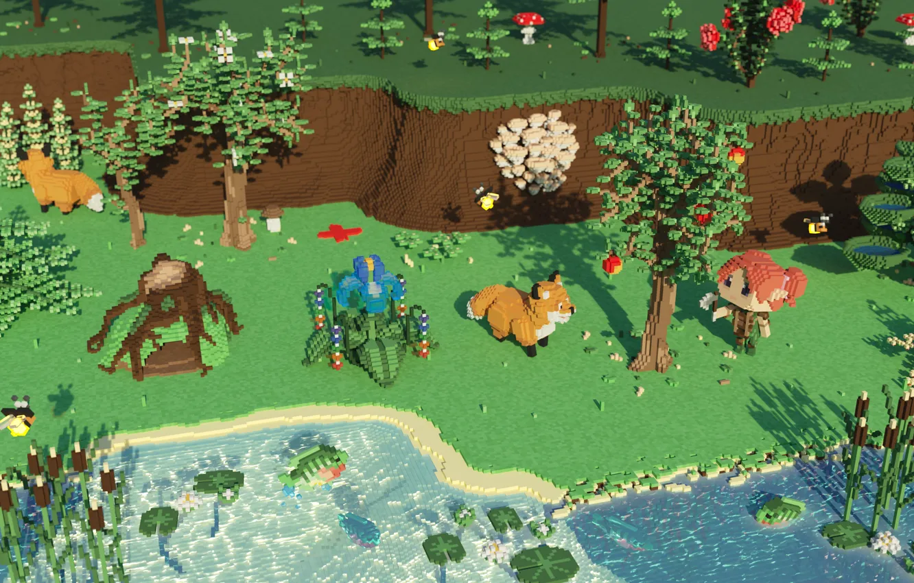 Фото обои Fox, magic, Game, indie, survival, Multiplayer, The Faraway Land, FireTail