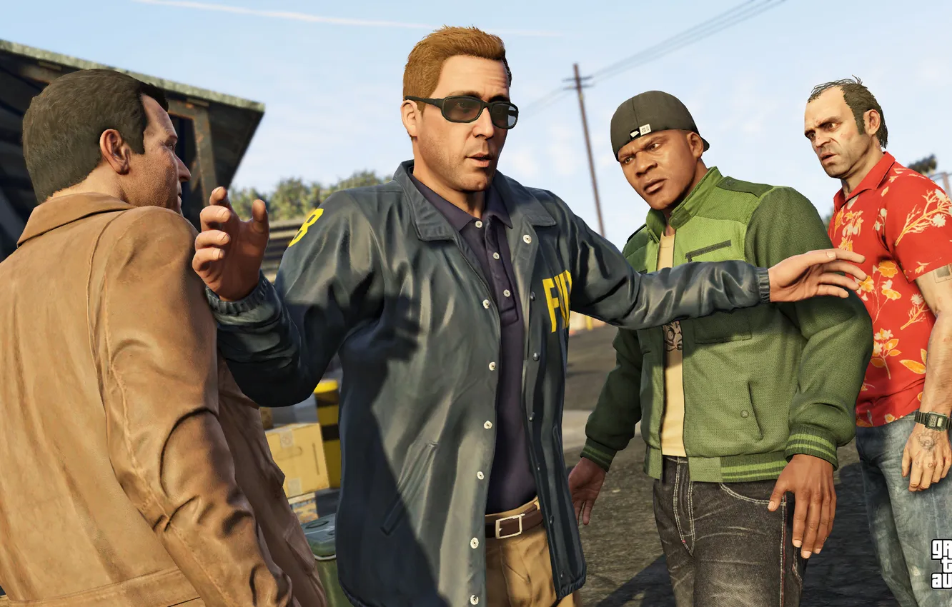 Фото обои майкл, франклин, Grand Theft Auto V, gta 5, тревор