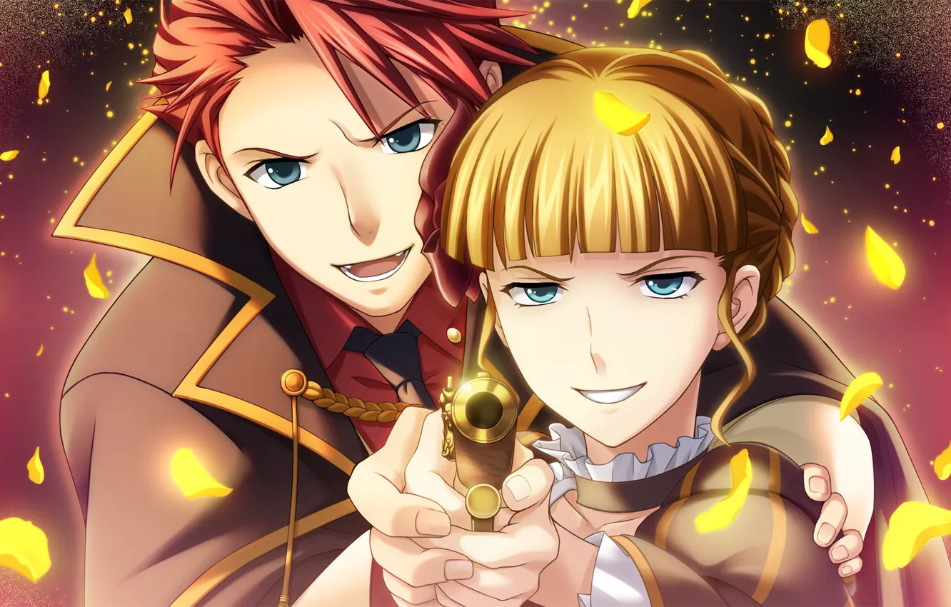 Фото обои аниме, арт, лица, двое, Umineko no Naku Koro ni