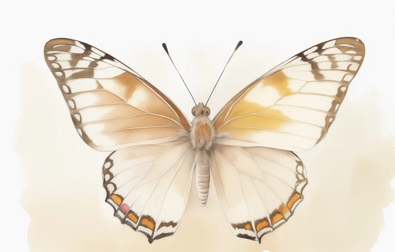 Фото обои бабочки, бабочка, рисунок, крылья, акварель, wings, butterfly, бежевый