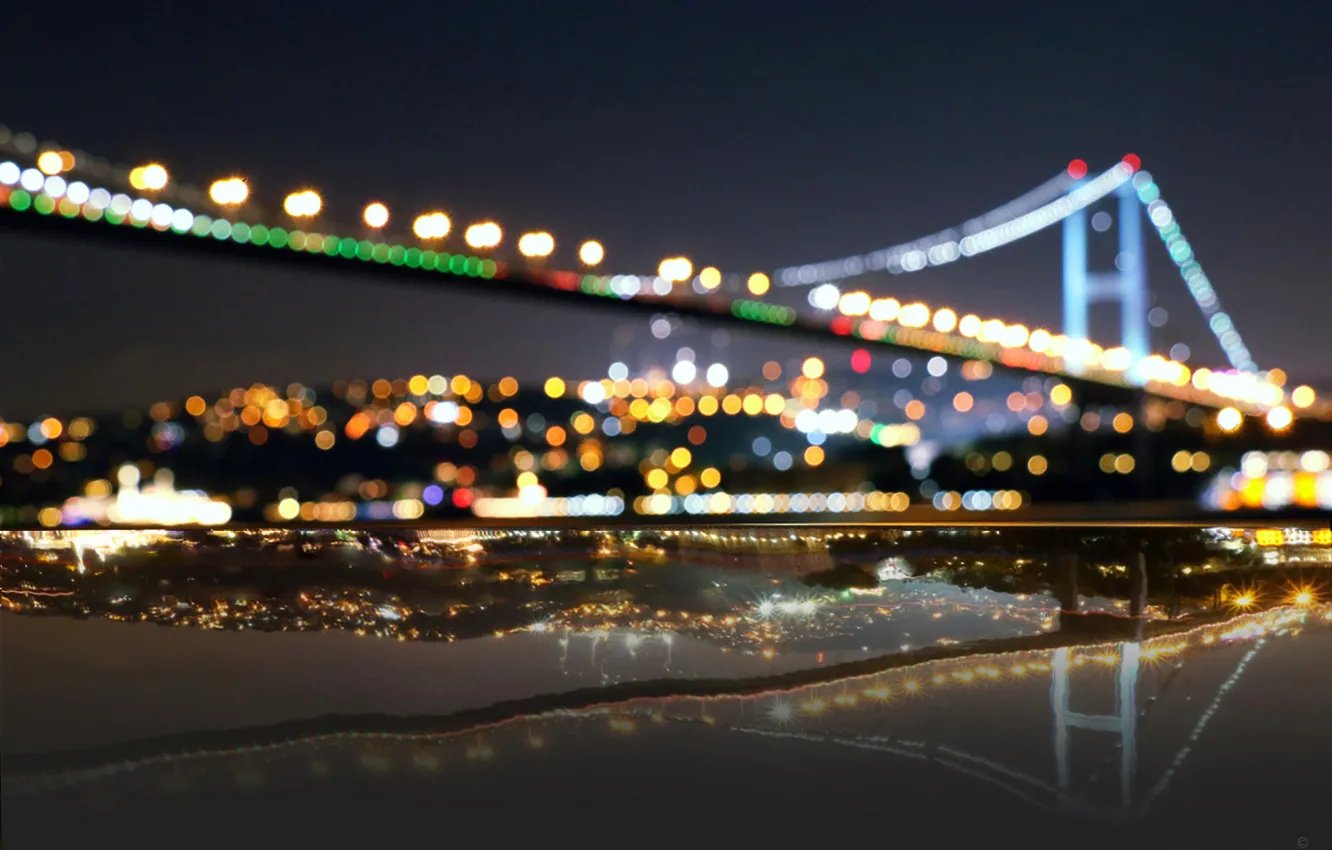 Фото обои море, мост, пролив, Стамбул, Турция, боке, Босфор