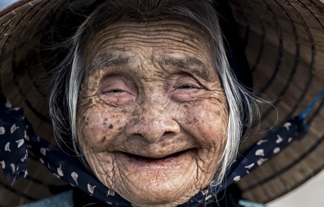 Фото обои улыбка, портрет, бабушка