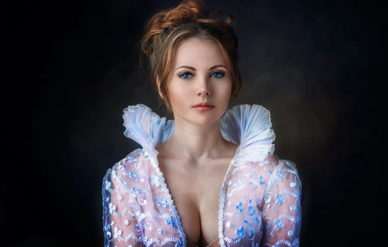 Фото обои грудь, девушка, портрет, фотограф, блузка, Anastasia, Dennis Drozhzhin