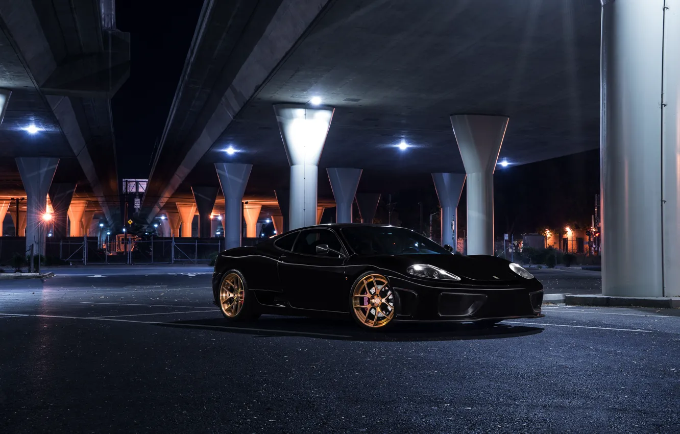 Фото обои Dark, Ferrari, 360, Front, Bridge, Black, Modena, Collection