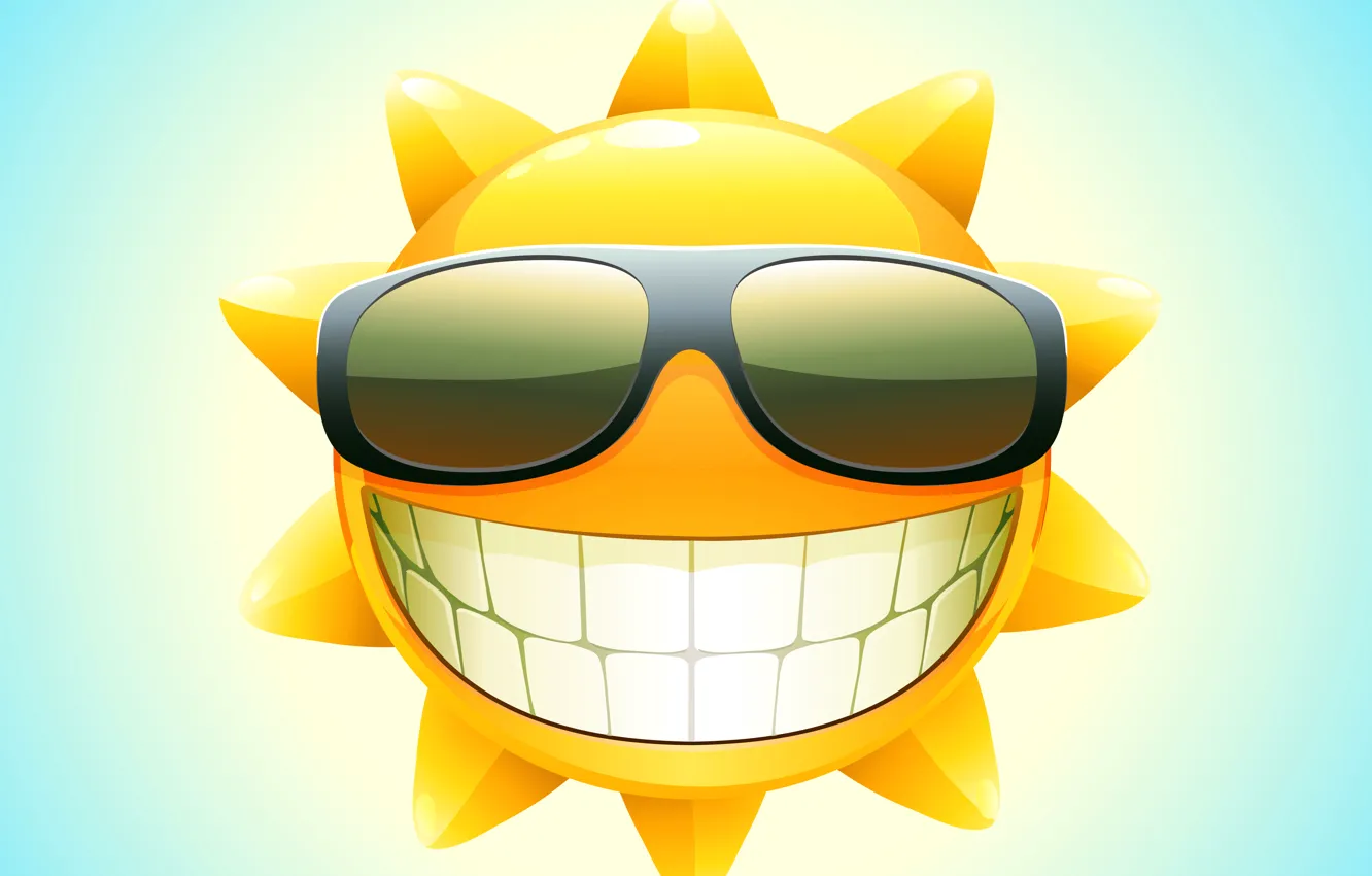 Фото обои лето, солнце, улыбка, вектор, зубы, очки
