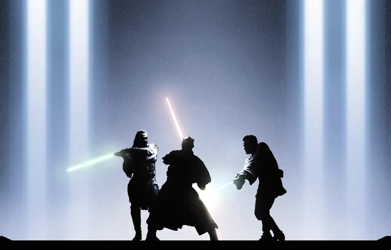 Фото обои star wars, Darth Maul, jedi, Obi-Wan Kenobi, Qui-Gon Jinn, Звёздные войны. Эпизод I: Скрытая угроза, …