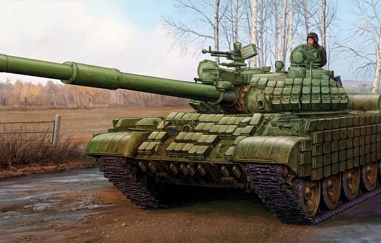 Фото обои рисунок, арт, Т-62, советский основной боевой танк