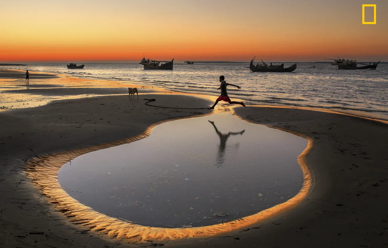 Фото обои beach, twilight, sky, National Geographic, sea, landscape, nature, sunset