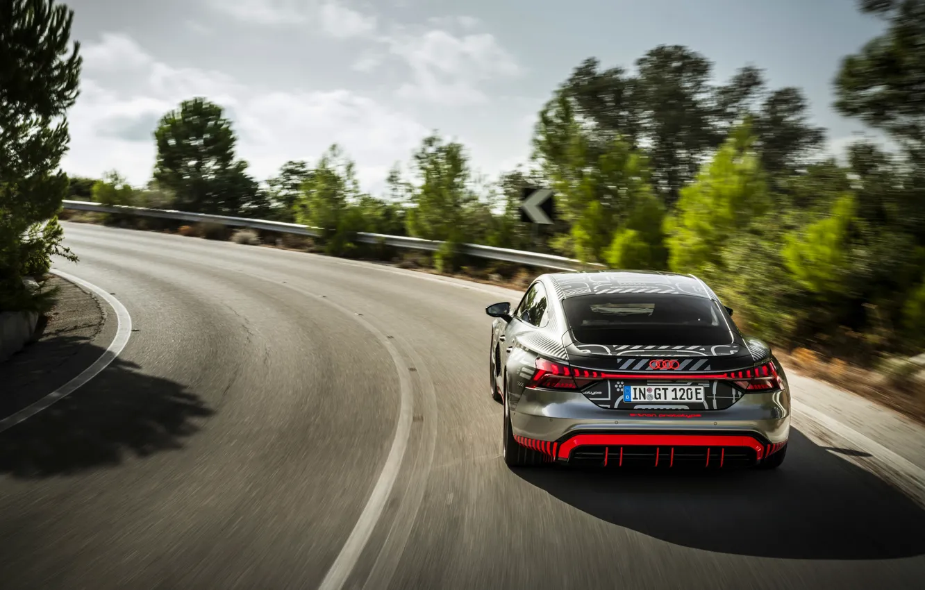 Фото обои Audi, купе, поворот, 2020, RS e-Tron GT Prototype