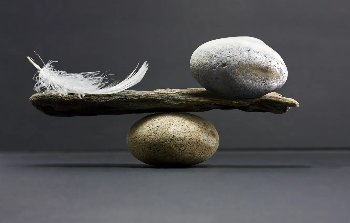 Фото обои перо, камень, равновесие