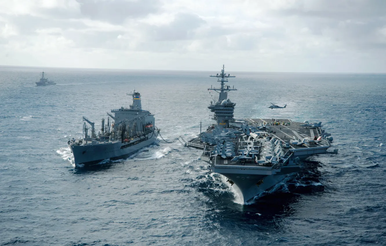 Фото обои оружие, корабли, армия, USS Carl Vinson (CVN 70), guided-missile cruiser USS Bunker Hill (CG 52)