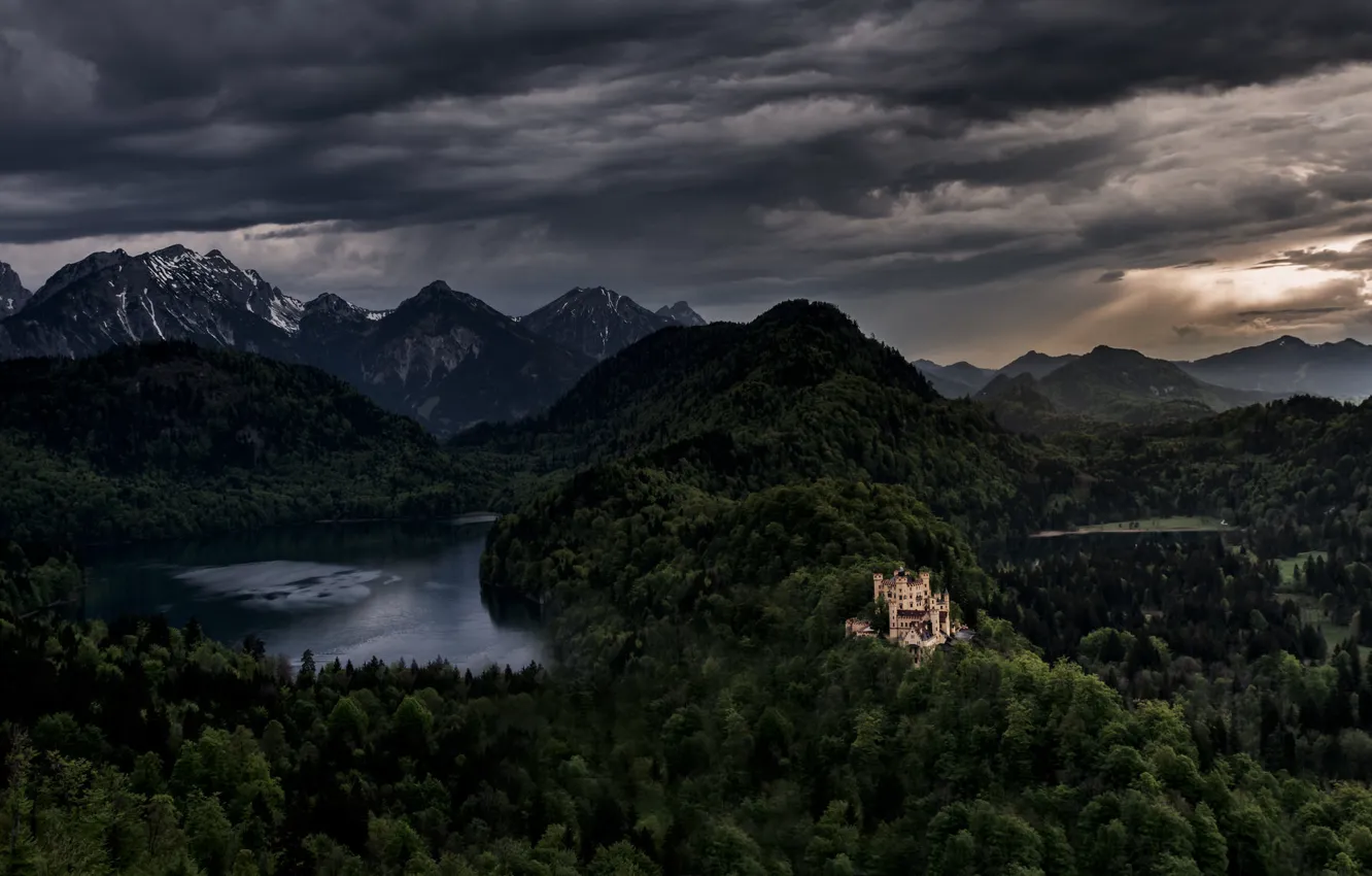 Фото обои пейзаж, горы, замок, Германия, Бавария, панорама, Germany, Bavaria