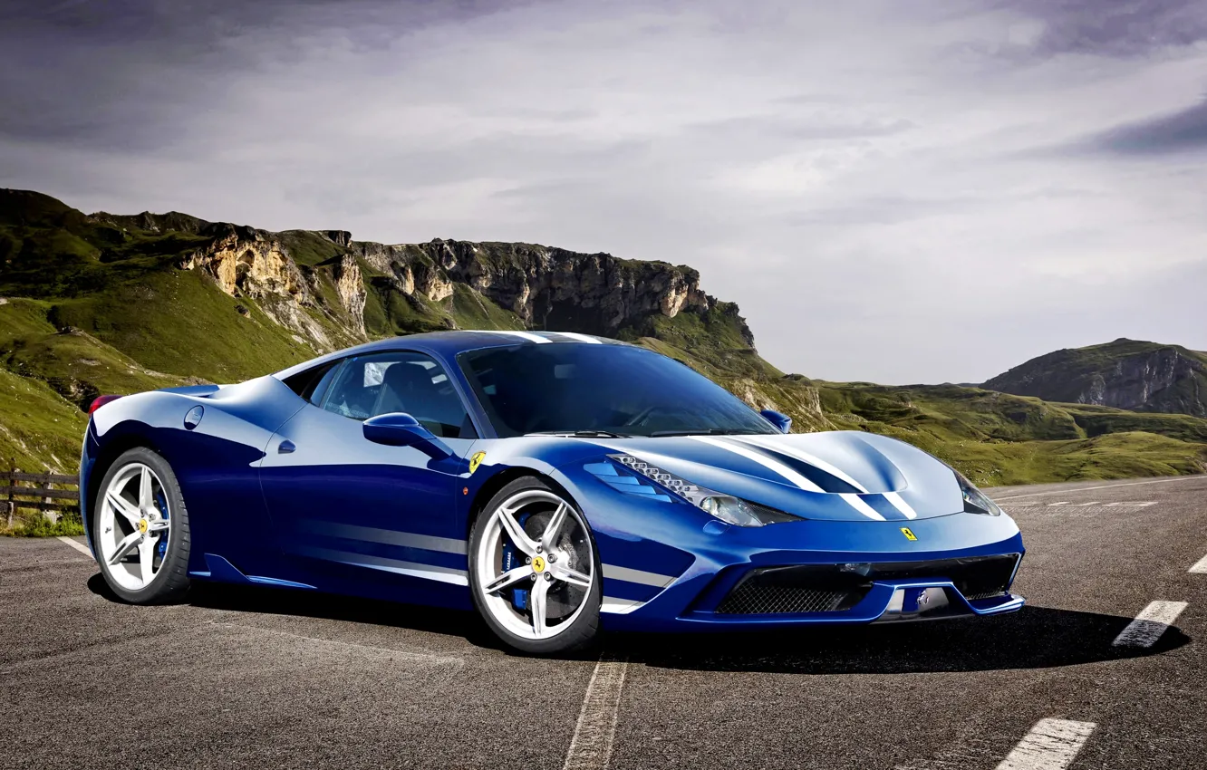 Фото обои фары, тюнинг, суперкар, Italia, передний бампер, Ferrari 458 Speciale, широкая сине-белая полоса, аэродинамический