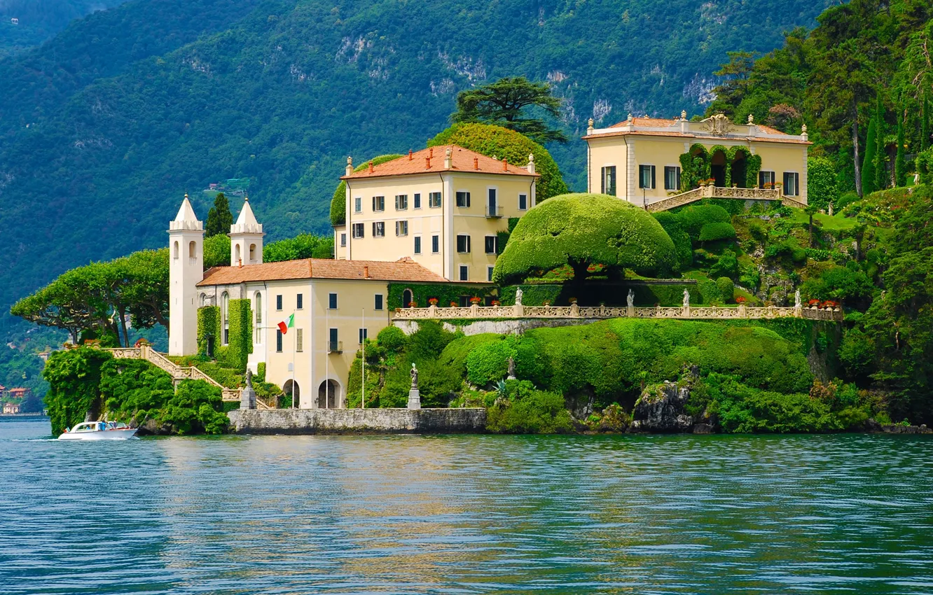 Фото обои озеро, вилла, Италия, Ломбардия, Комо, villa del balbianello, Балбьянелло
