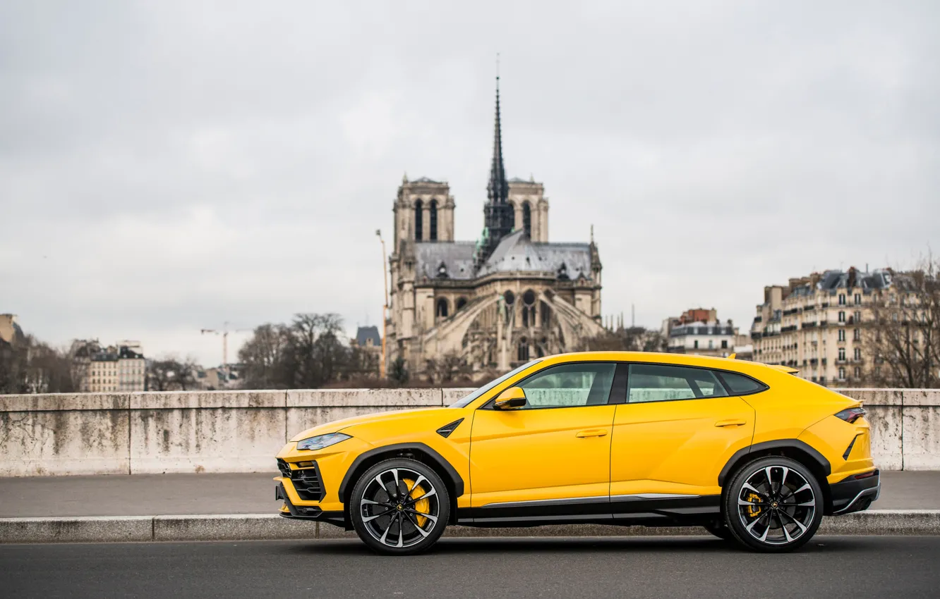 Фото обои Париж, Lamborghini, вид сбоку, 2018, Urus