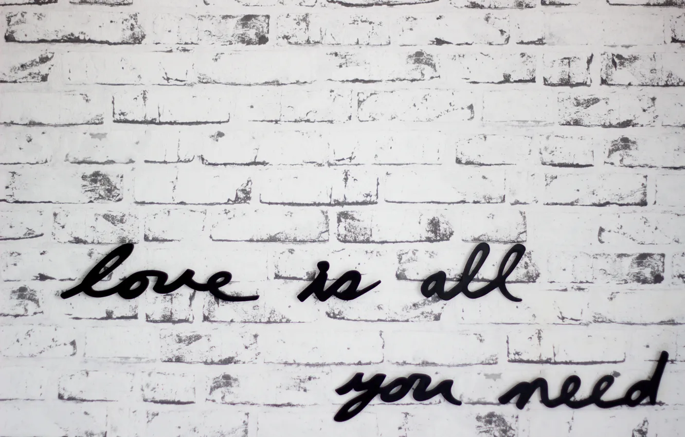 Фото обои текст, буквы, стена, love is all you need