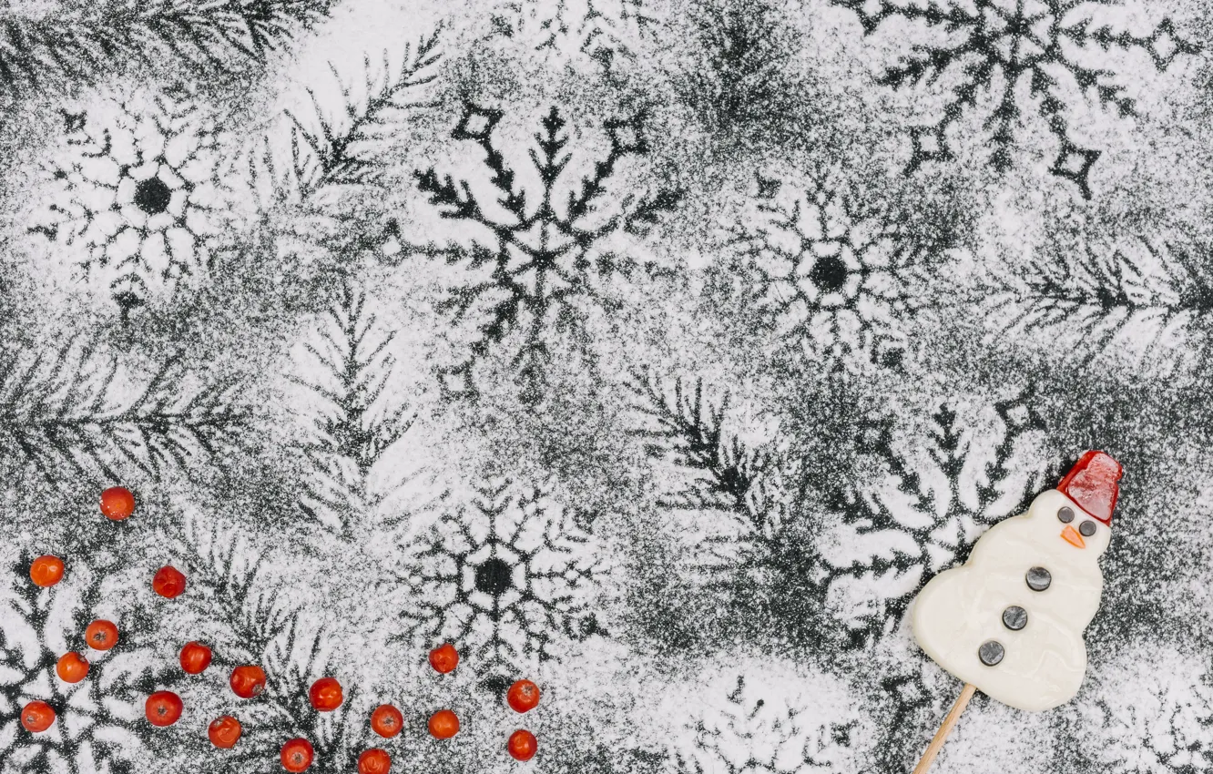 Фото обои зима, снег, украшения, снежинки, фон, Новый Год, Рождество, Christmas