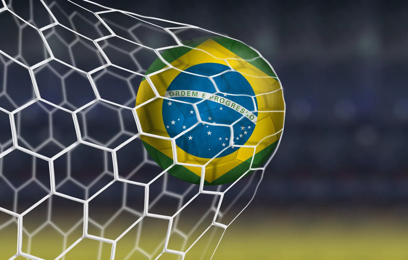 Фото обои Мяч, Ворота, Футбол, Гол, Brasil, FIFA