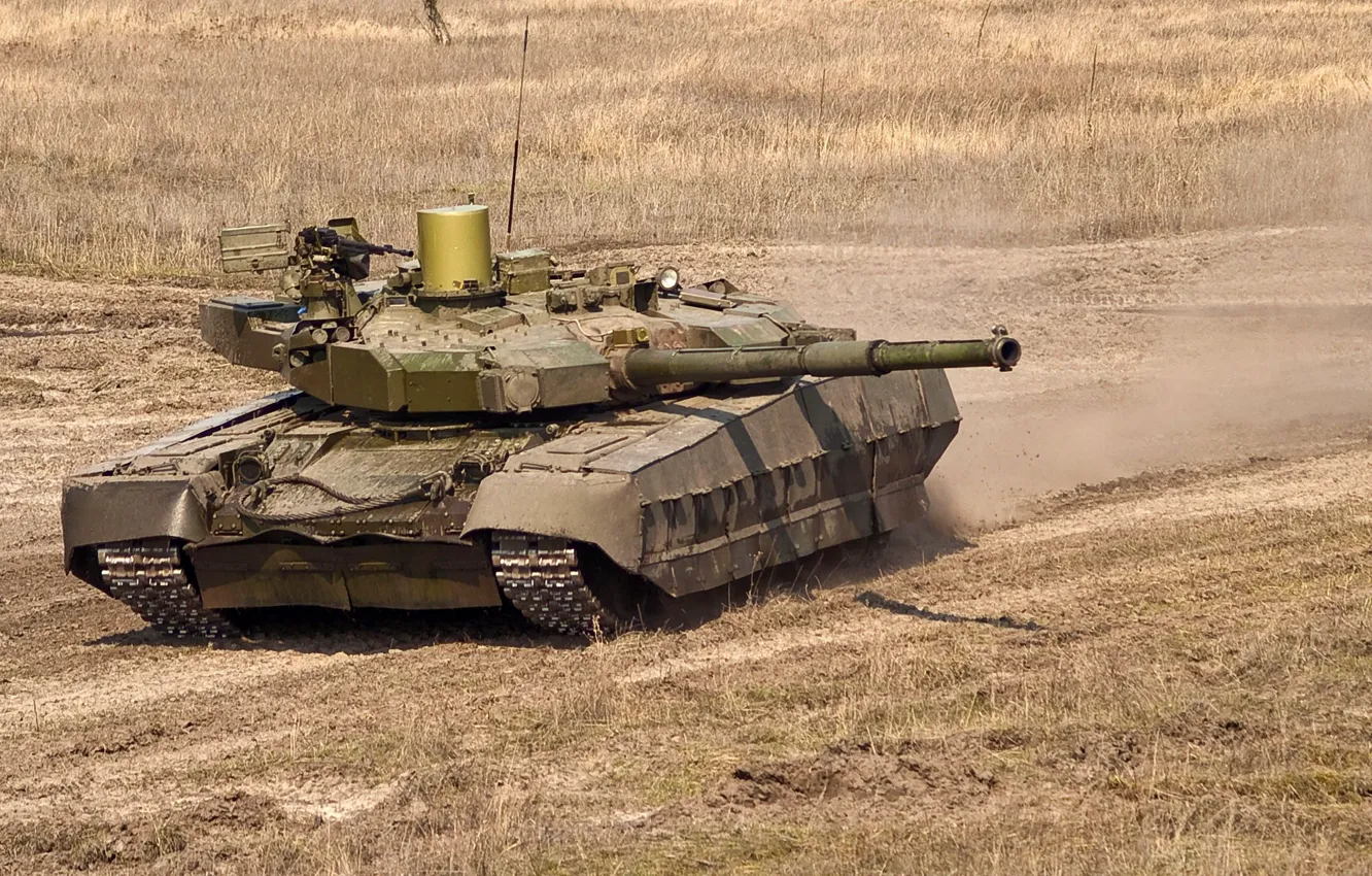 Фото обои степь, армия, Танк, Украина, учения, оплот, Т84У