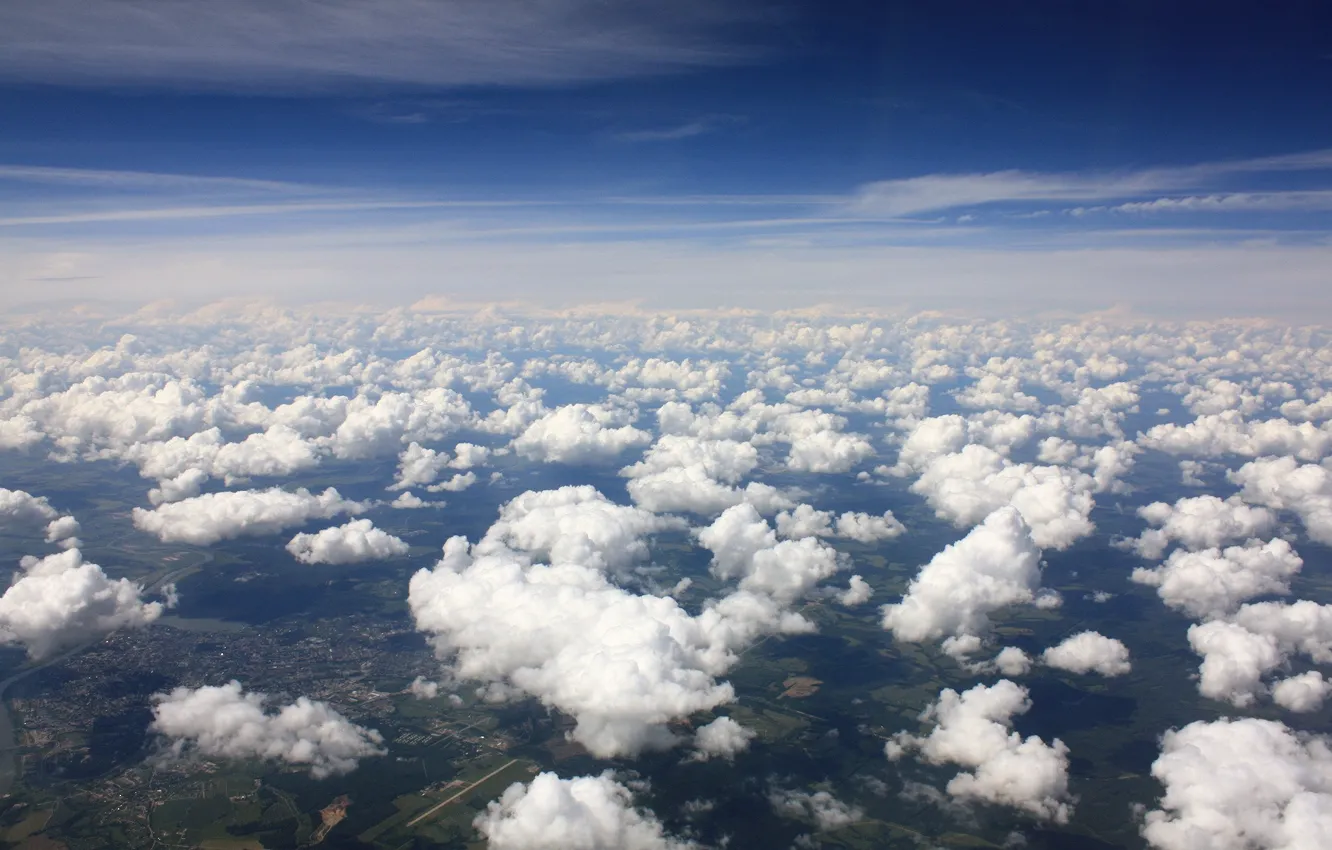 Фото обои небо, облака, синий, высота
