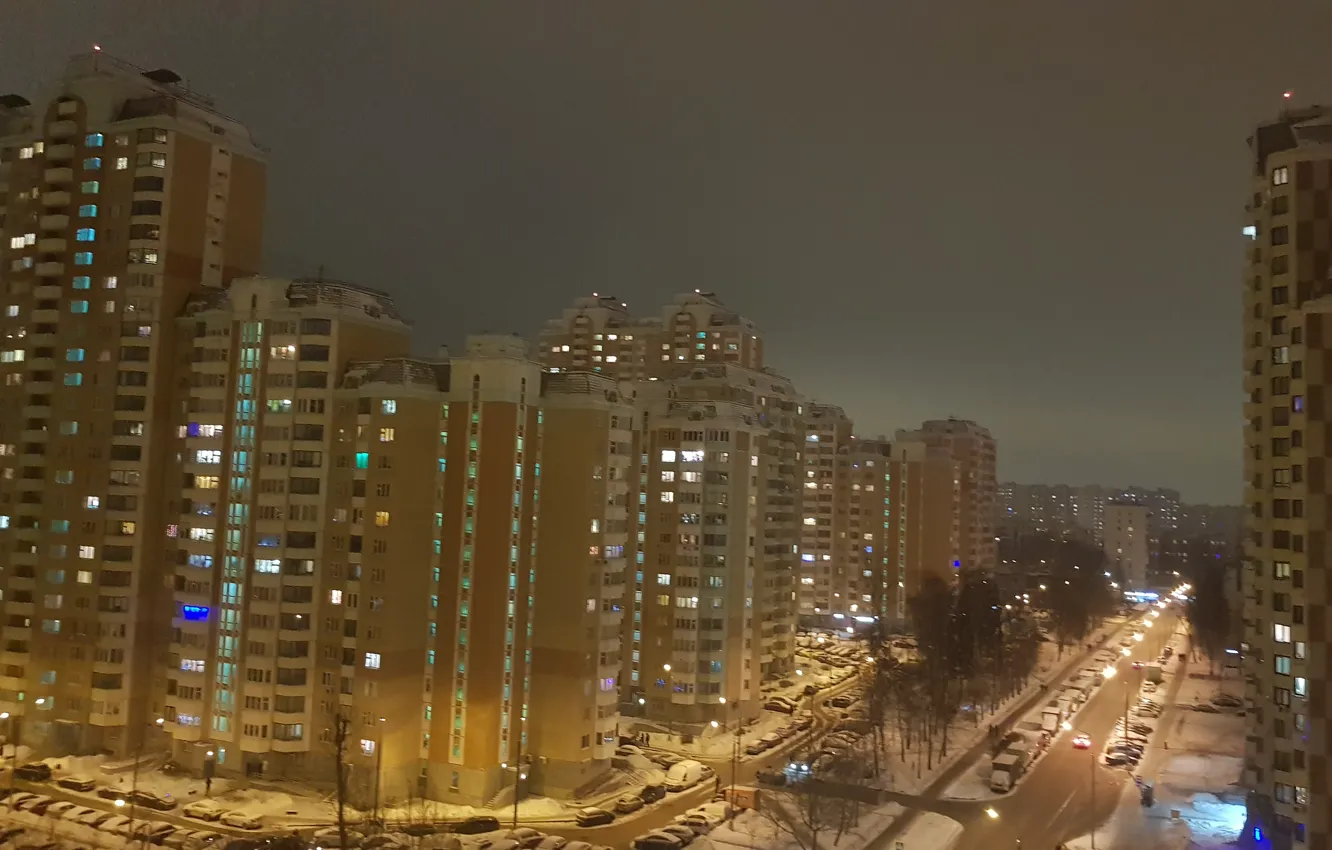 Фото обои ночь, огни, Москва, Россия