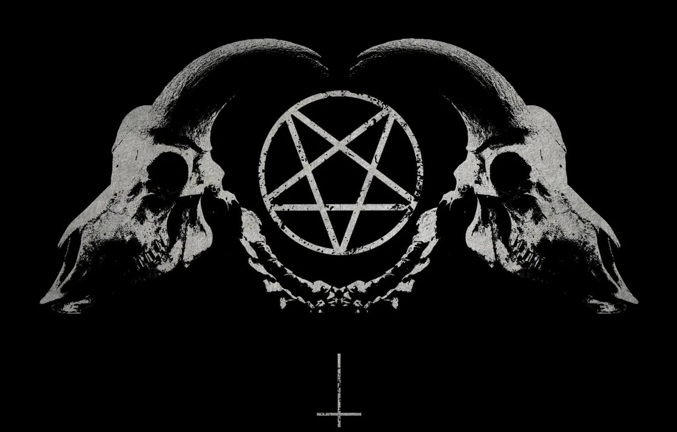 Фото обои skull, pentagramma, satana