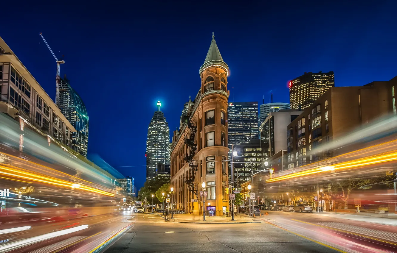 Фото обои night, Ontario, Toronto, Gooderham Building