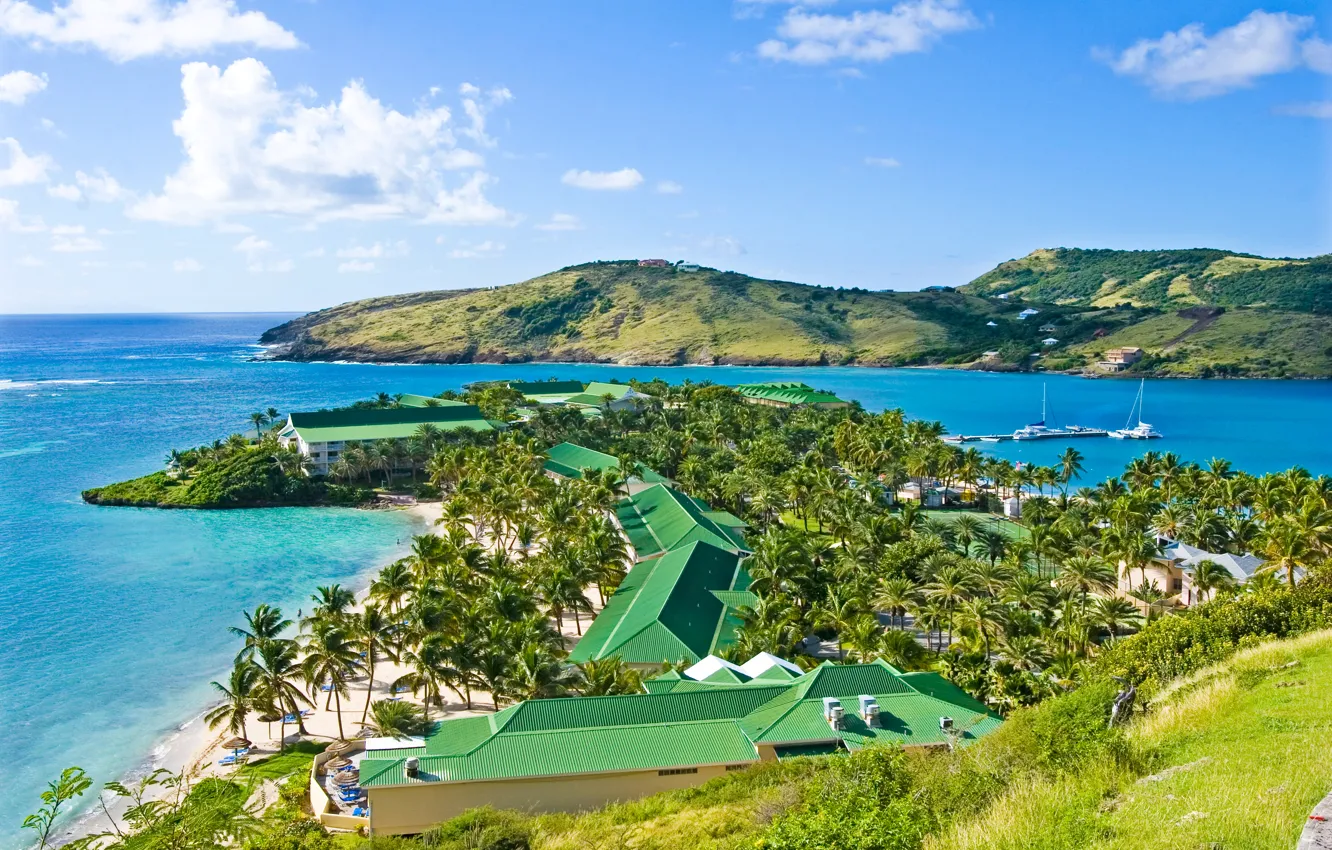 Фото обои острова, океан, курорт, Карибы, Caribbean, St.James, club Antigu