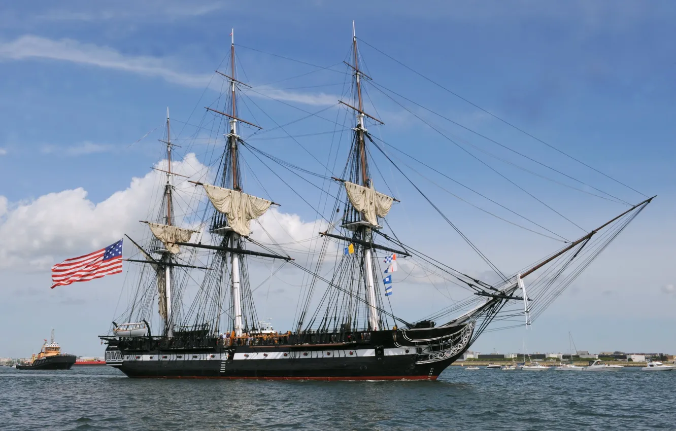 Фото обои фрегат, парусный, USS Constitution