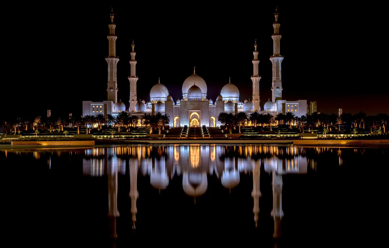 Фото обои Abu Dhabi, UAE, Grand Mosque, Sheikh Zayed