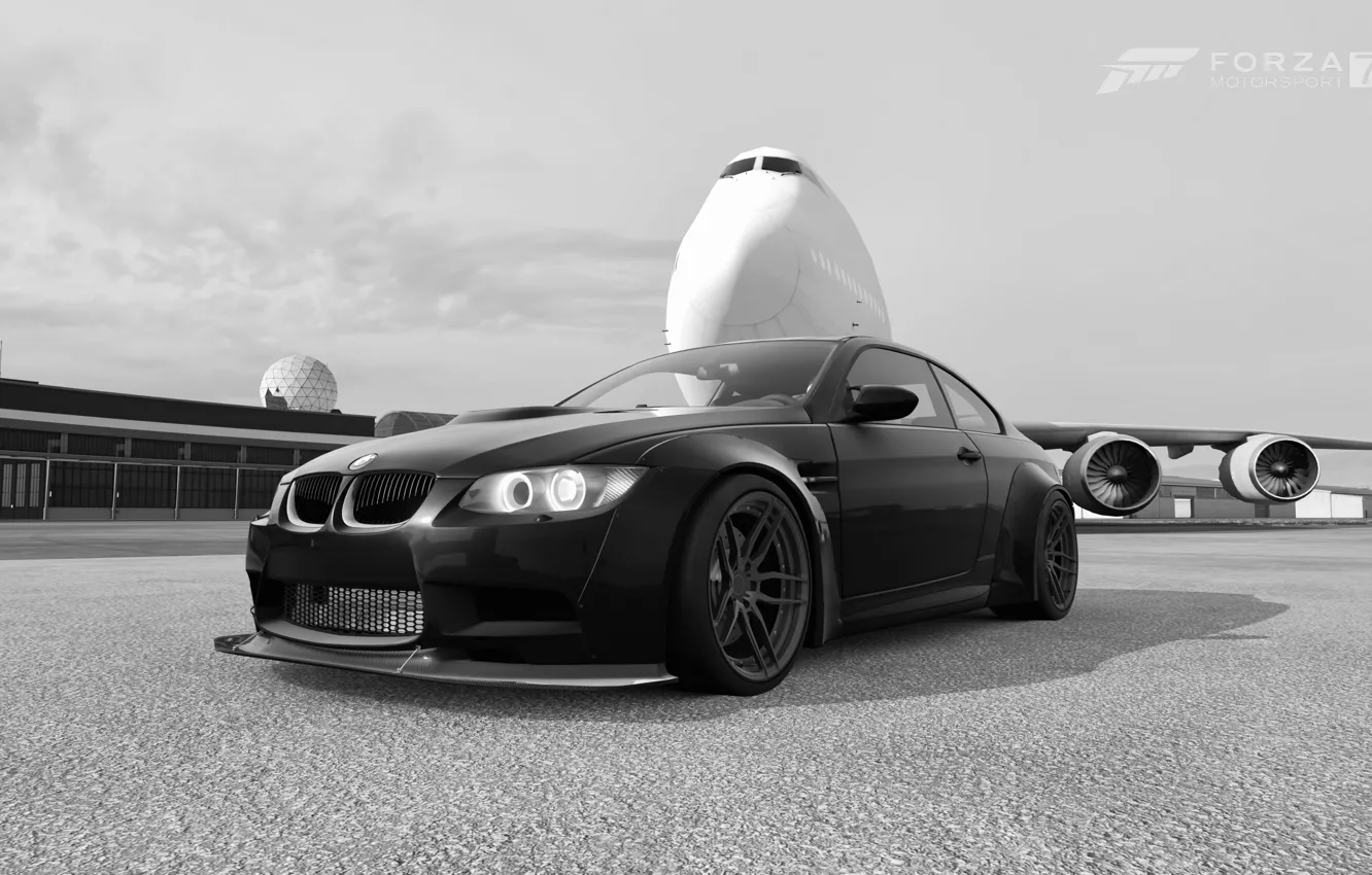 Фото обои HDR, BMW, Airplane, Game, BMW M3, E90, Plane, FM7