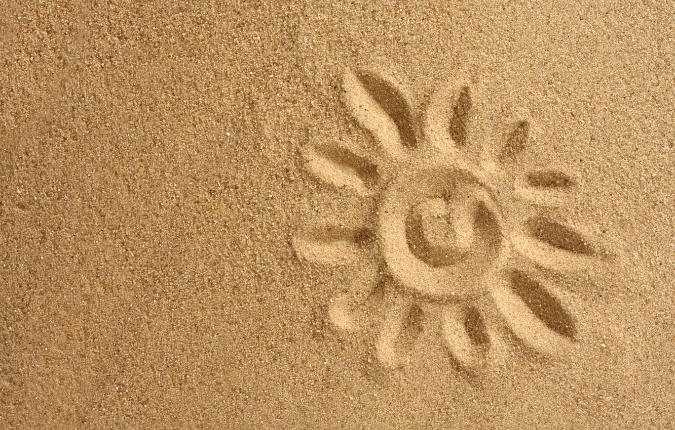 Фото обои песок, солнце, рисунок, позитив