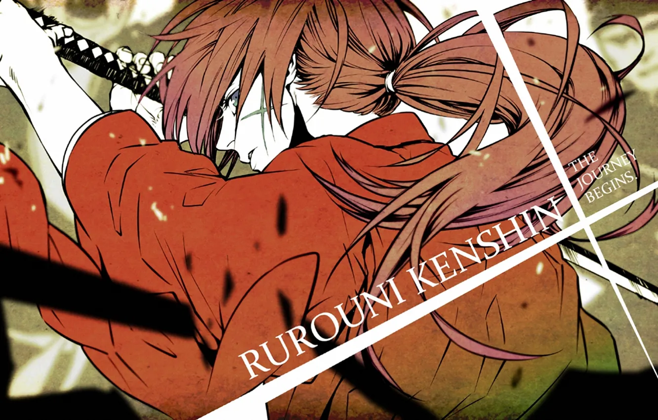 Фото обои взгляд, аниме, арт, парень, Rurouni Kenshin