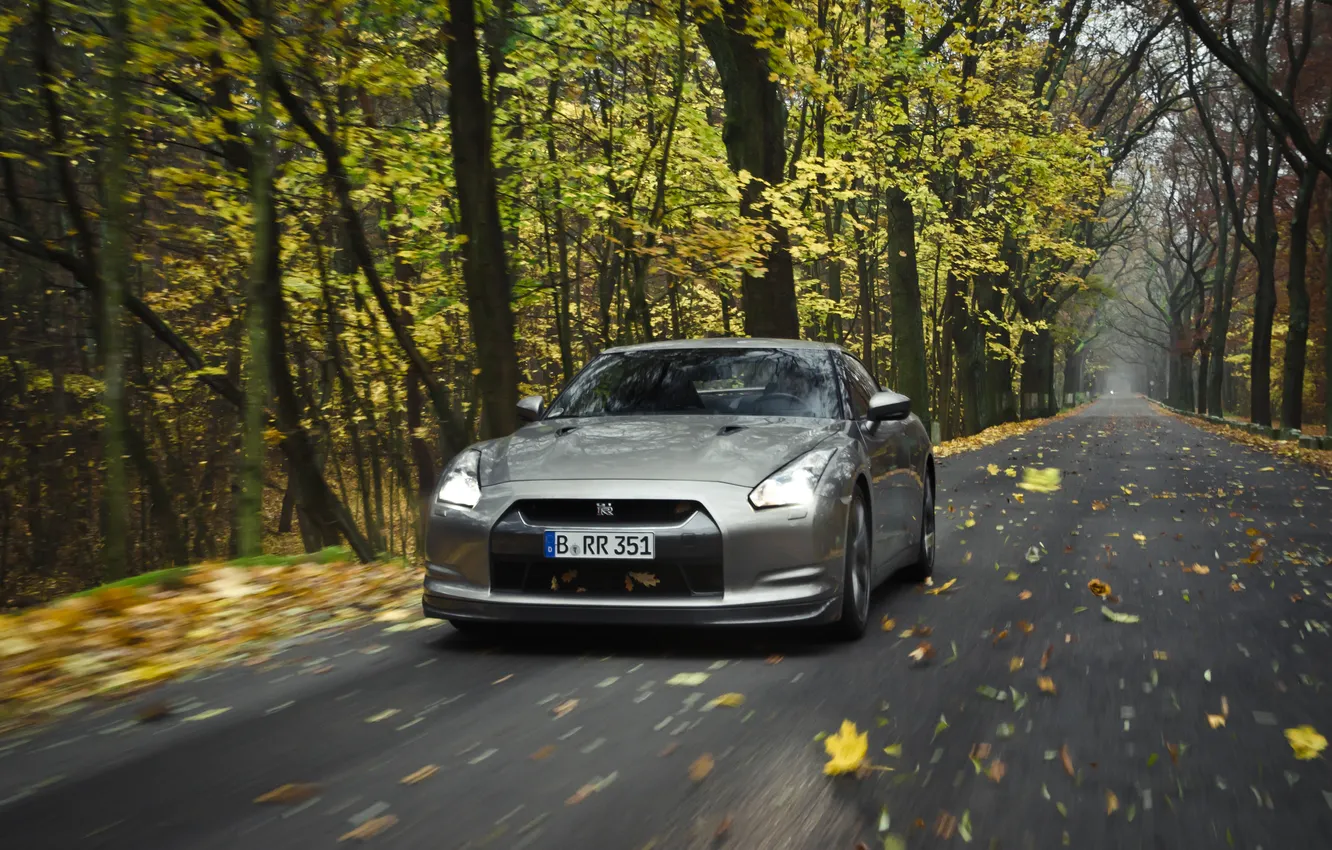 Фото обои дорога, осень, лес, природа, обои, листва, скорость, cars