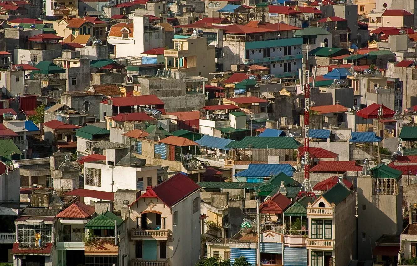 Фото обои дома, крыши, панорама, Вьетнам, Ханой