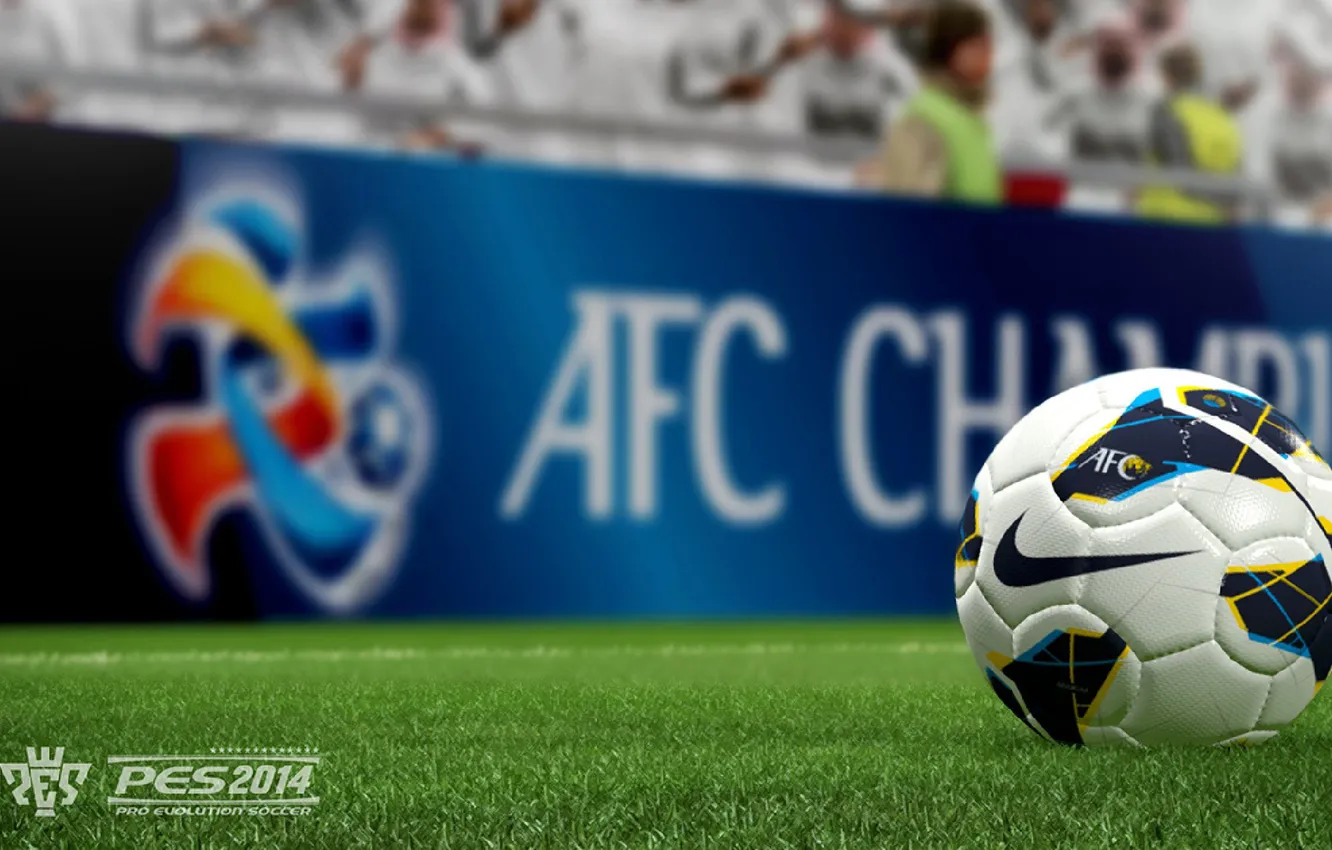 Фото обои газон, футбол, мяч, фокус, Pro Evolution Soccer 2014