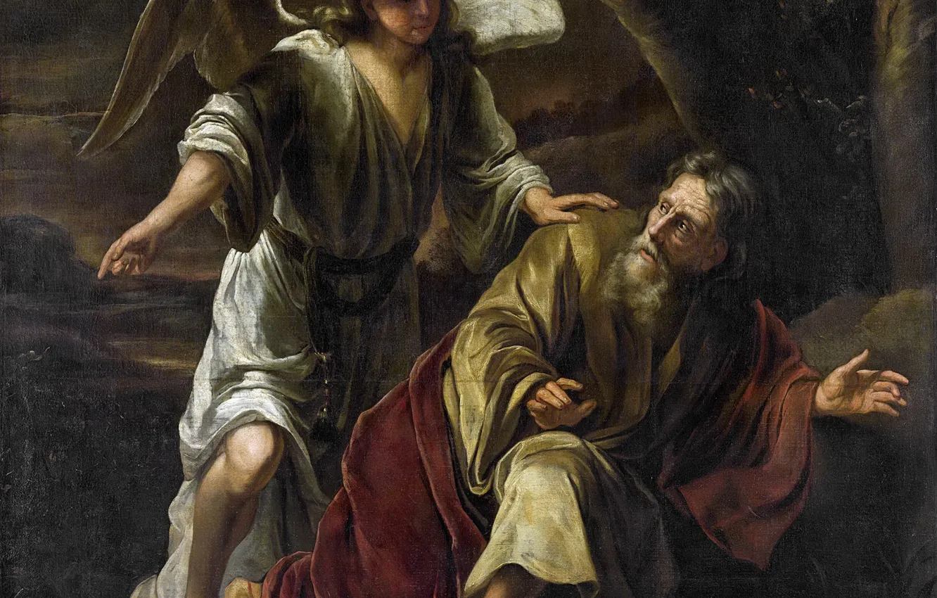 Фото обои ангел, картина, мифология, Библейский Сюжет, Фердинанд Бол