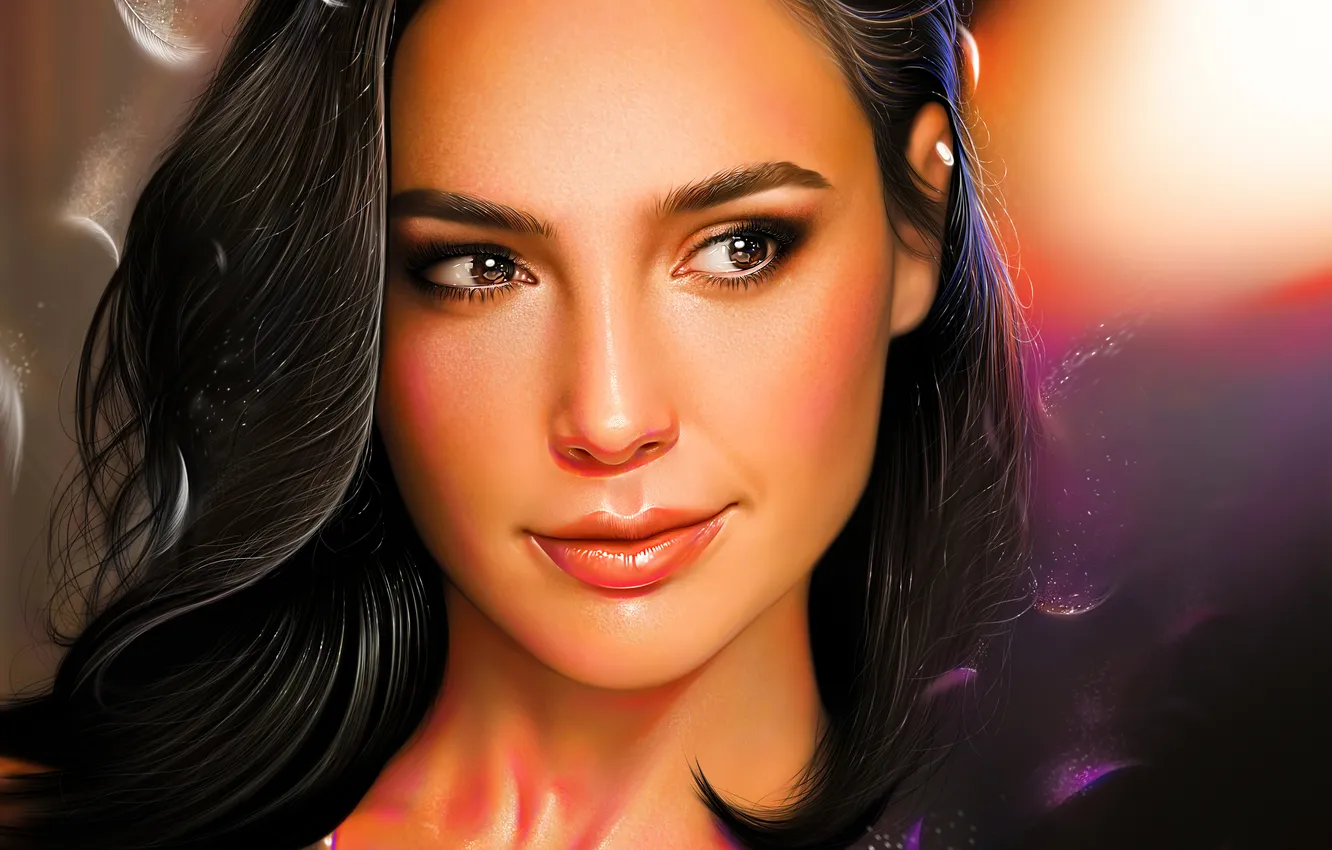 Фото обои портрет, актриса, брюнетка, арт, красотка, Галь Гадот, Gal Gadot