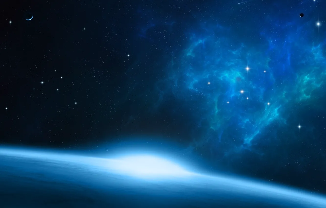 Фото обои космос, звезды, поверхность, туманность, планета, darink