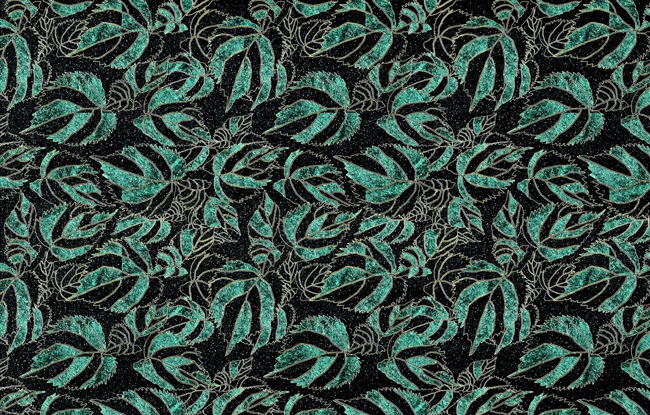 Фото обои зеленый, фон, Green, Leaves, Pattern, Glitter