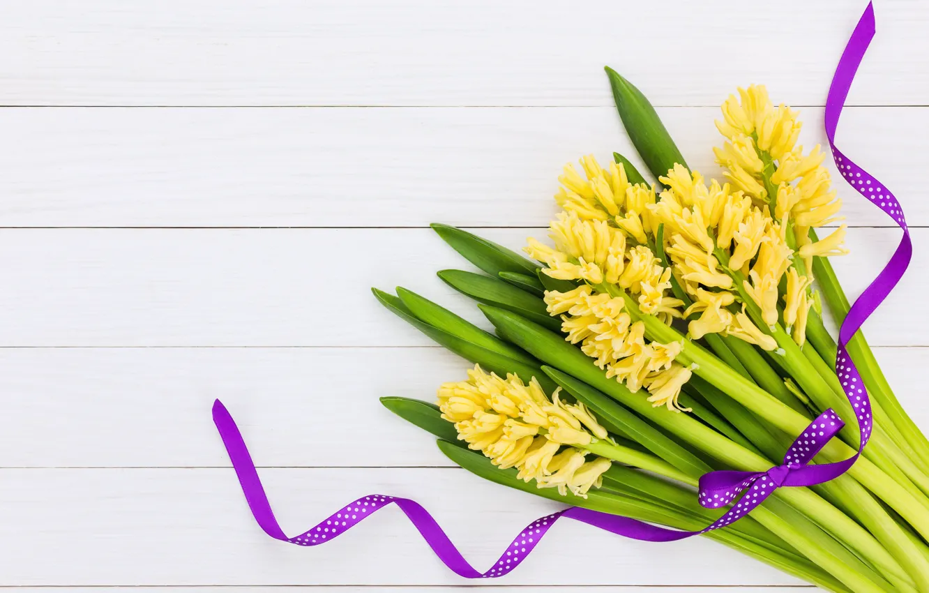 Фото обои цветы, букет, желтые, yellow, flowers, гиацинты, hyacinths