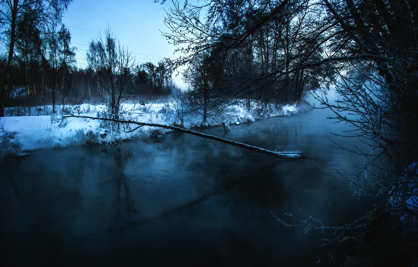 Фото обои ночь, природа, Зима, россия