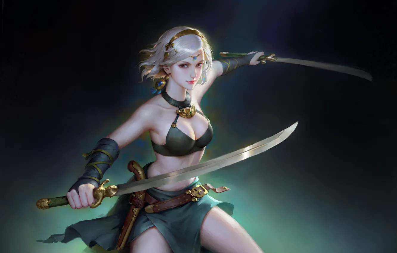 Фото обои girl, sword, weapon, anime, art