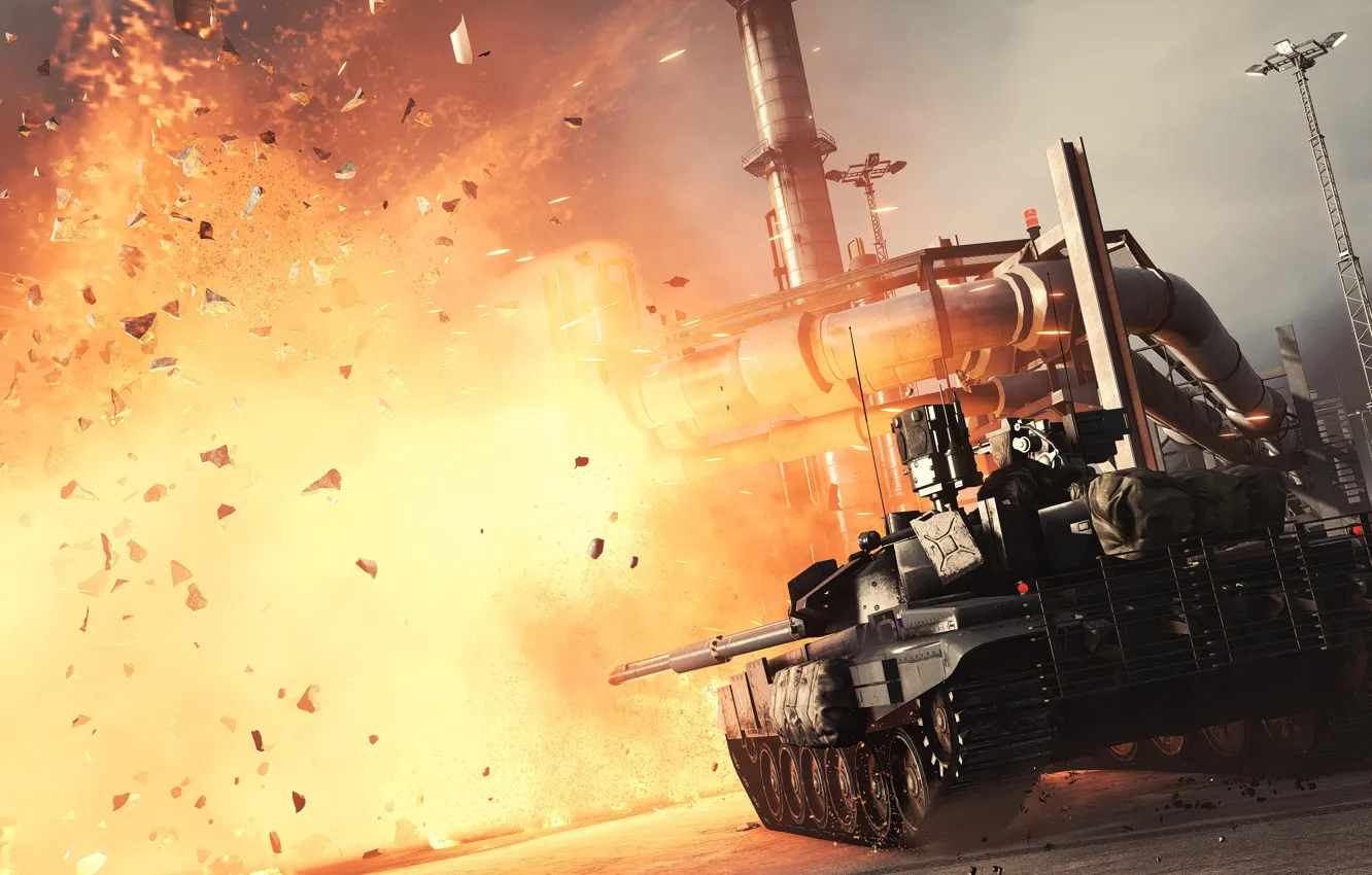Фото обои fire, flame, game, Battlefield, tank, spark, Battlefield 4, Battlefield IV