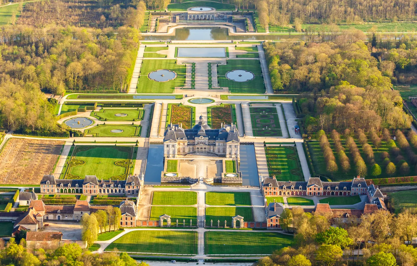 Фото обои парк, Франция, дворец, усадьба, Во-ле-Виконт, Николя Фуке, Мелён