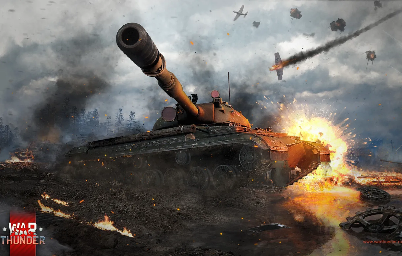 Фото обои взрыв, танк, сражение, War Thunder, T-10